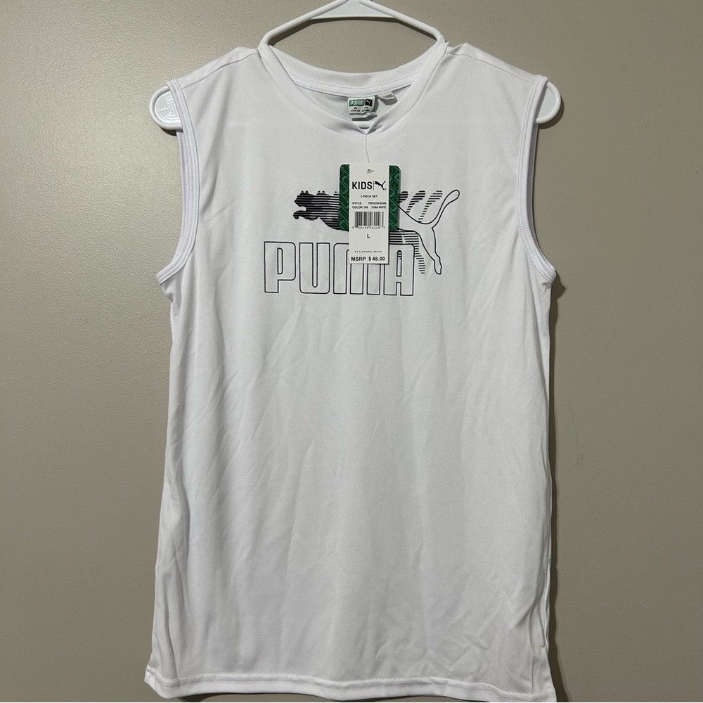 Puma Sleeveless Kids Shirt White Large